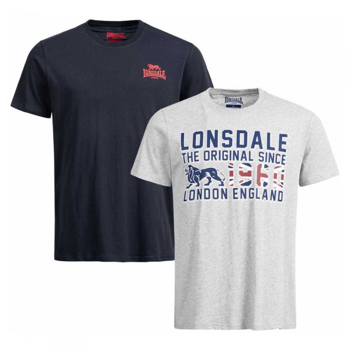 [해외]LONSDALE Kettering 반팔 티셔츠 2 단위 7138795116 Marl Grey / Navy
