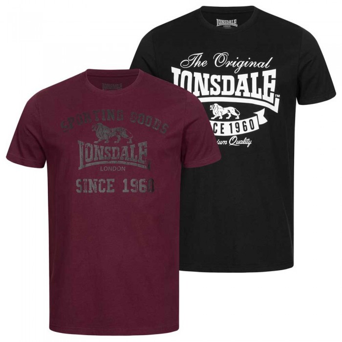 [해외]LONSDALE Torbay 반팔 티셔츠 2 단위 7138795272 Black / Oxblood