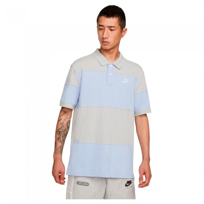 [해외]나이키 Sportswear Sport Essential 반팔 폴로 셔츠 138707855 Grey Fog / Light Marine / White