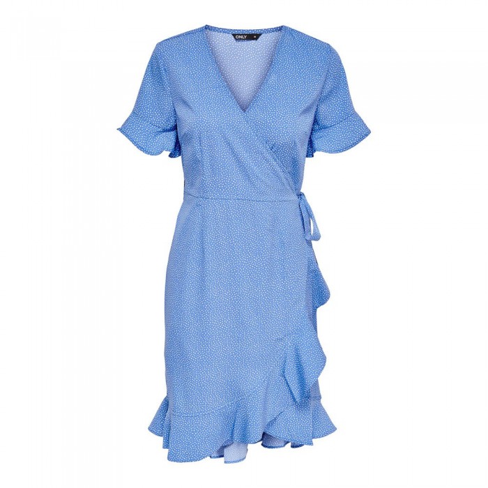 [해외]ONLY 짧은 드레스 Olivia Wrap 138910093 Blue Bonnet / Aop Confetti Dot
