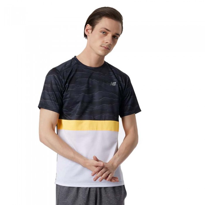 [해외]뉴발란스 Striped Accelerate Short Sleeve T-Shirt 7138576053 Black / Orange