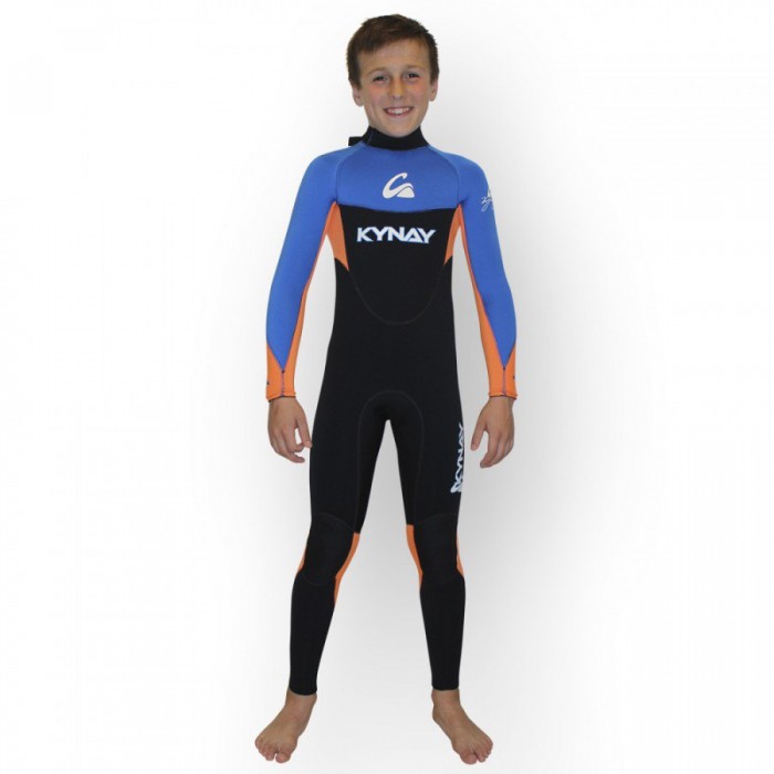 [해외]KYNAY 청소년 긴팔 백 지퍼 네오프렌 수트 Surf Neoprene Ultra Stretch 4/3 mm 14138871777 Black / Blue / Orange