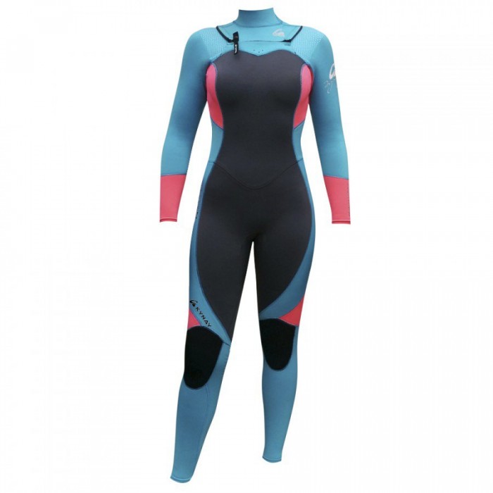 [해외]KYNAY 여성 긴팔 가슴 지퍼 네오프렌 정장 Ultra Stretchy Surfing 3/2 mm 14138871788 Blue / Black / Pink
