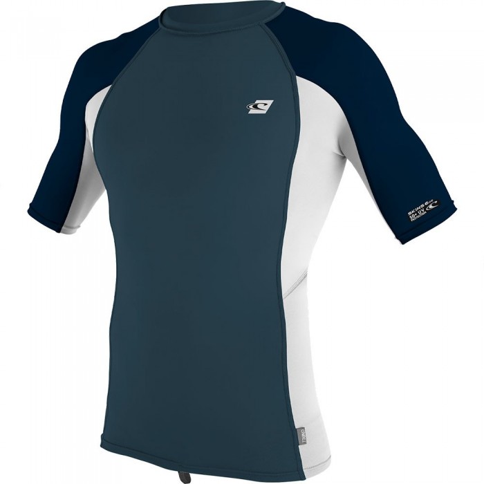 [해외]오닐 웻슈트 Premium 스킨스 Rash Guard Short Sleeve T-Shirt 14138585053 Cadet Blue / White / Abyss