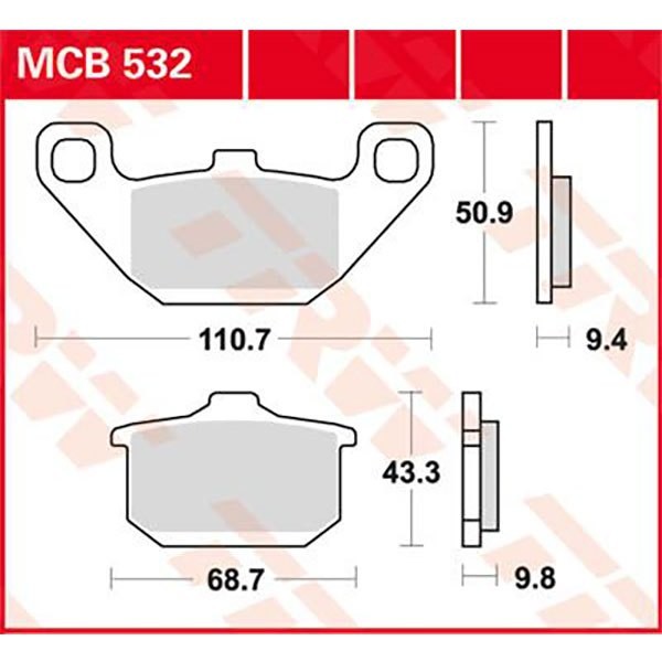 [해외]TRW Allround Organic Standard Kawasaki El 250 Eliminator 88 프론트 브레이크 패드 9138857501 Black