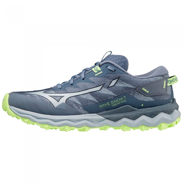 [해외]미즈노 Wave Daichi 7 Trail Running Shoes 4138643198 Vintage Indigo / Subdued Blue / Neo Lime