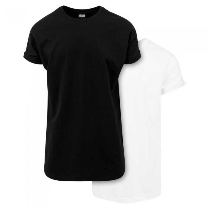 [해외]URBAN CLASSICS Pre-Pack 롱 Shaped Turnup 반팔 티셔츠 2 단위 138937330 Black / White