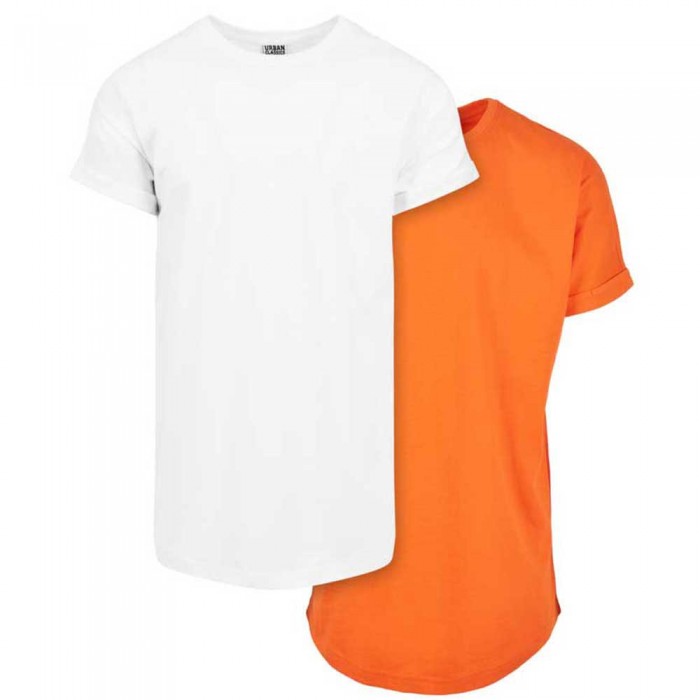 [해외]URBAN CLASSICS Pre-Pack 롱 Shaped Turnup 반팔 티셔츠 2 단위 138937331 White / Mandarin