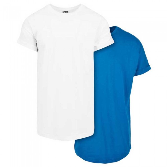 [해외]URBAN CLASSICS Pre-Pack 롱 Shaped Turnup 반팔 티셔츠 2 단위 138937332 White / Sporty blue
