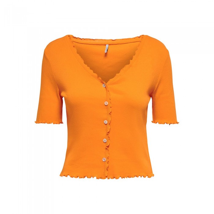 [해외]ONLY 반팔 탑 Laila Button 138978866 Flame Orange