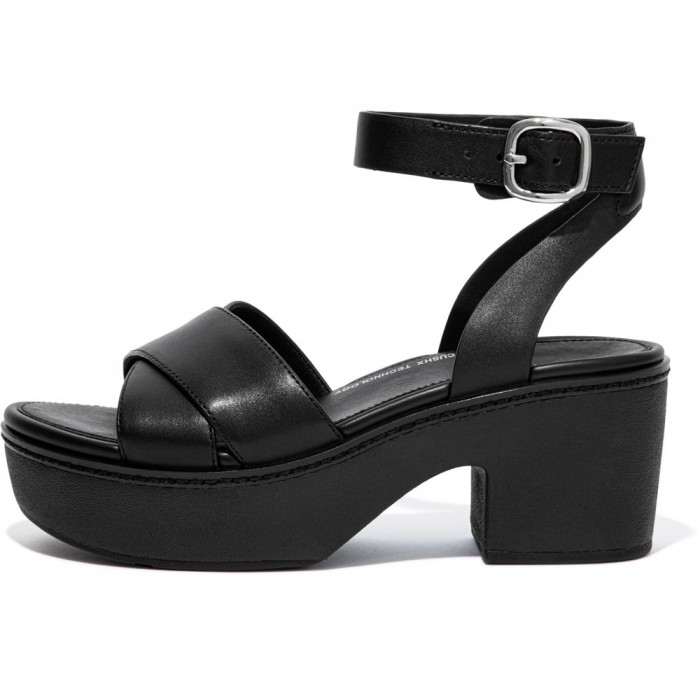 [해외]핏플랍 Pilar Cross A-Strap Platform Sandals All Black