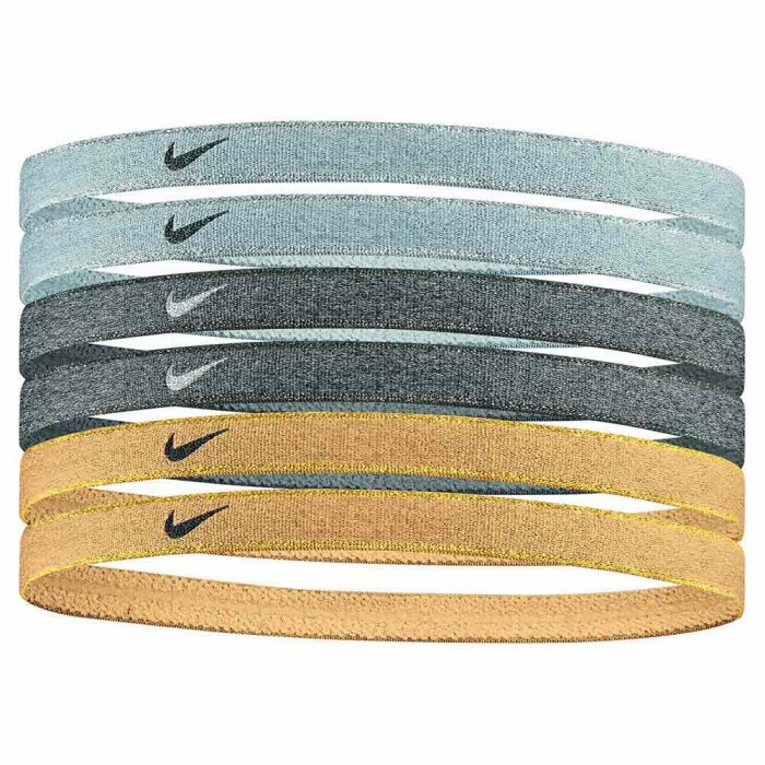 [해외]나이키 ACCESSORIES Swoosh Sport 6 Units Headband 4138159728 Grey / Black / Gold