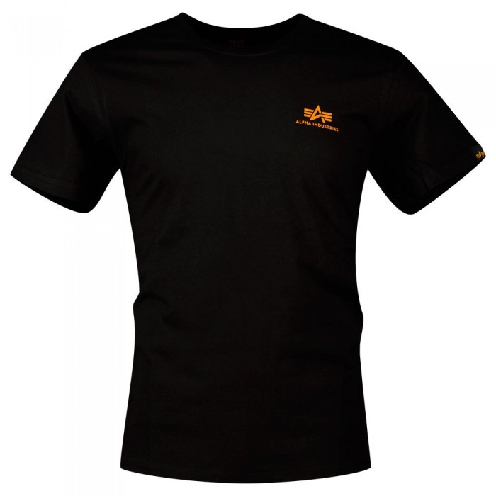 [해외]알파 인더스트리 Basic Small 로고 반팔 티셔츠 138022119 Black / Neon Orange
