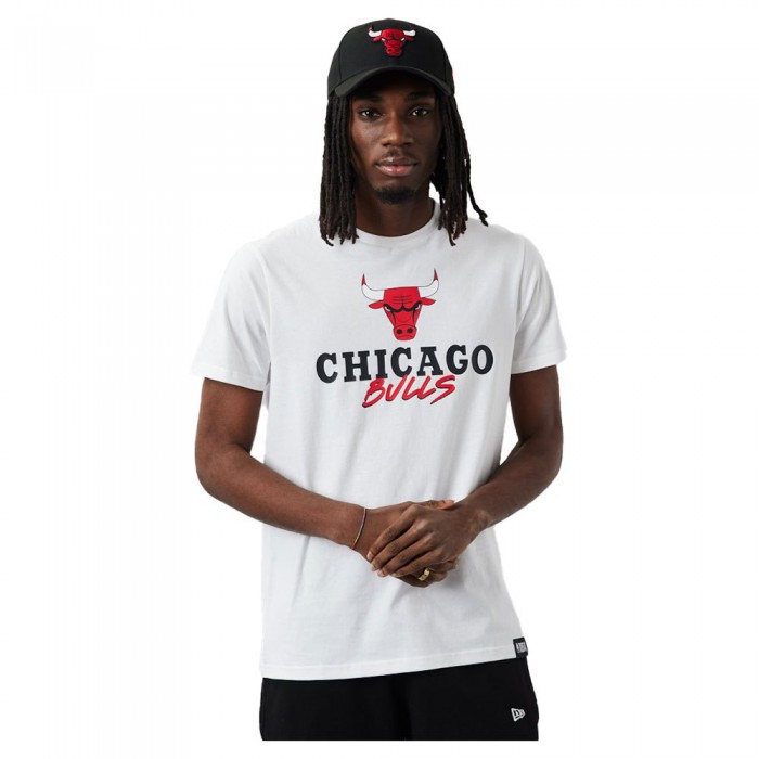 [해외]뉴에라 Chicago Bulls NBA Script Short Sleeve T-Shirt White / Front Door Red