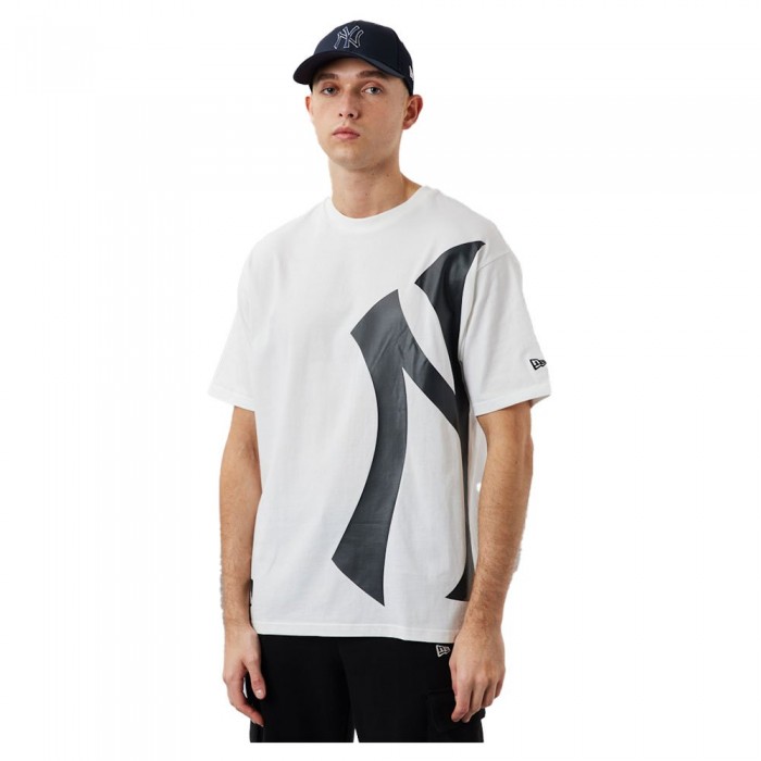 [해외]뉴에라 New York Yankees Half Logo Oversized Short Sleeve T-Shirt White / Black