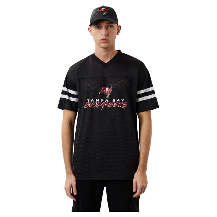 [해외]뉴에라 Tampa Bay Buccaneers NFL Script Mesh Short Sleeve T-Shirt Black / Scarlet