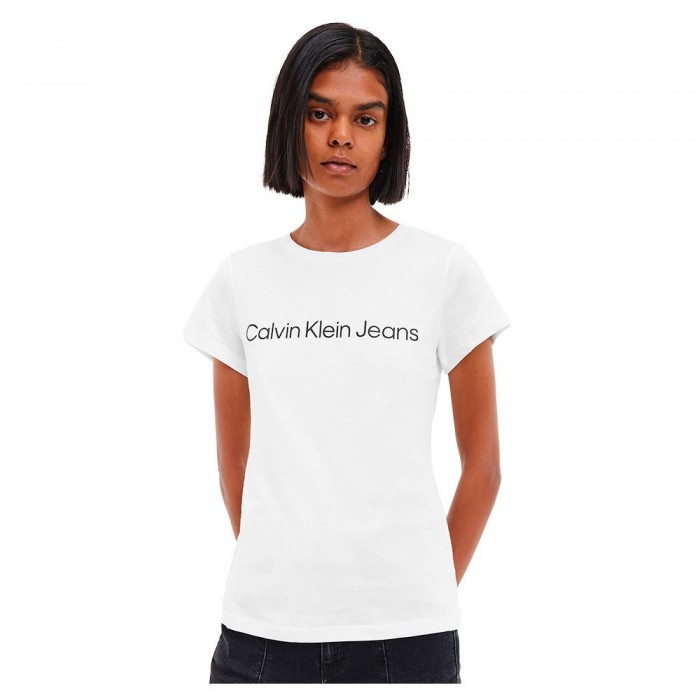 [해외]캘빈클라인 JEANS Core Institutional Logo Slim Fit Short Sleeve T-Shirt Bright White