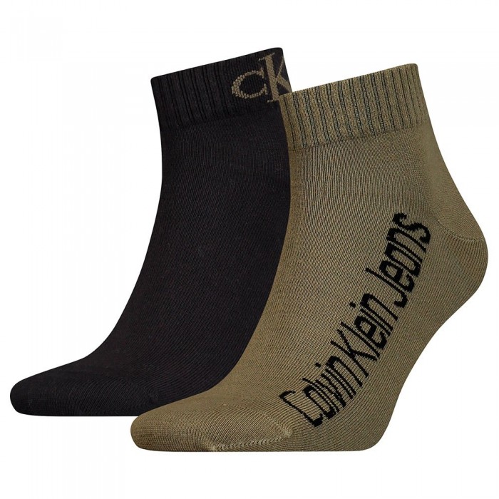 [해외]캘빈클라인 701219841 Quarter Socks 2 Pairs Olive Combo