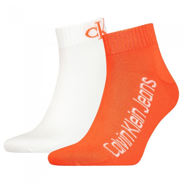 [해외]캘빈클라인 701219841 Quarter Socks 2 Pairs Orange Combo