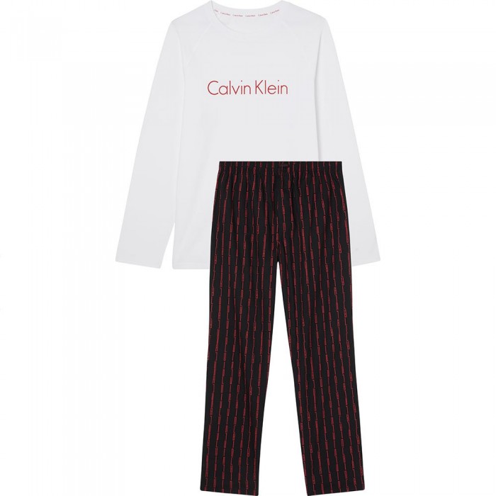 [해외]캘빈클라인 Long Sleeve Set Pants Pyjama Calvin Lnr Strp Logo Black W / White Top