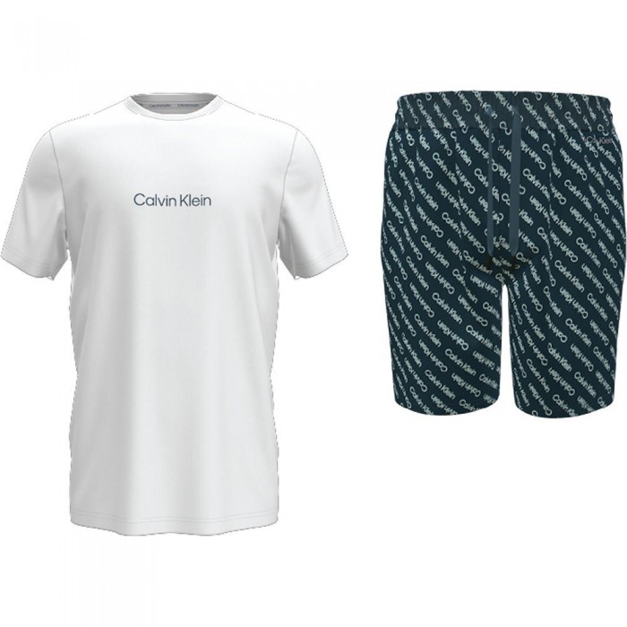 [해외]캘빈클라인 언더웨어 000NM2177E Shorts Set Pyjama Refurbished White Top 45 Shadow Logo Bottom