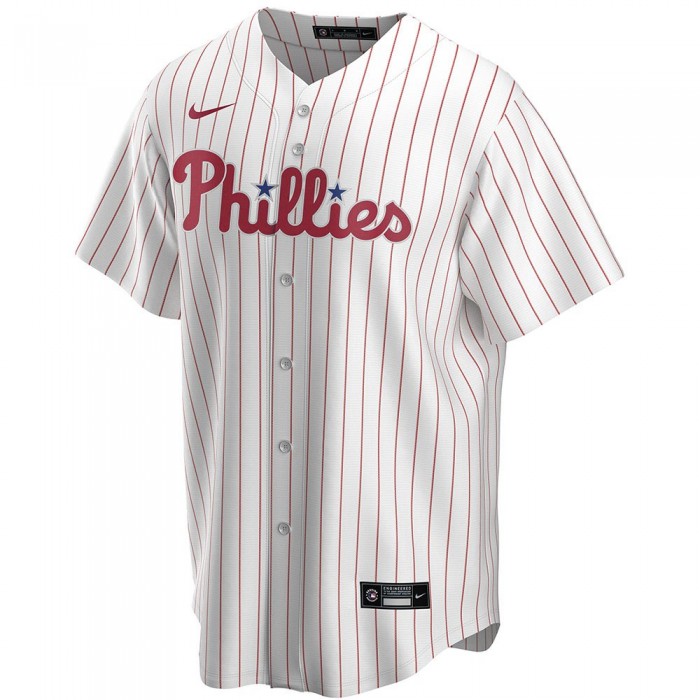 [해외]나이키 MLB Philadelphia Phillies Official Replica Home Short Sleeve V Neck T-Shirt White / Scarlet