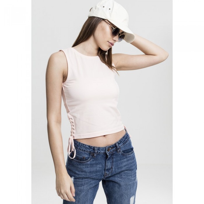 [해외]URBAN CLASSICS Lace Crop 민소매 티셔츠 138453032 Pink