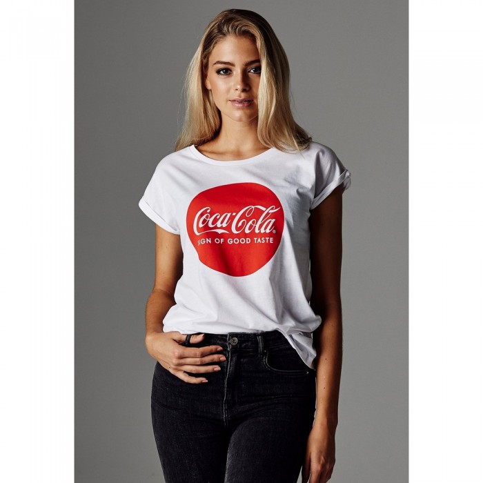 [해외]URBAN CLASSICS Coca Cola 라운드 로고 반팔 티셔츠 138556514 White