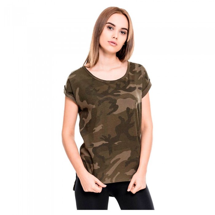 [해외]URBAN CLASSICS Ba Shaped 반팔 티셔츠 138556579 Camouflage Green