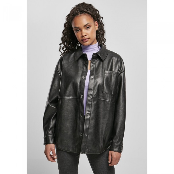 [해외]URBAN CLASSICS 셔츠 Faux Leather Over 138556650 Black