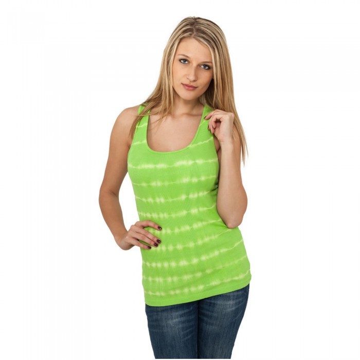 [해외]URBAN CLASSICS Batik 민소매 티셔츠 138557081 White / Green Fluo