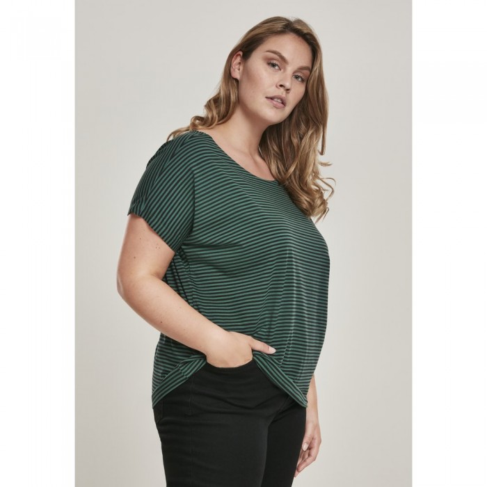 [해외]URBAN CLASSICS Yarn Baby Stripe Big 반팔 티셔츠 138557174 Dark Green / Black