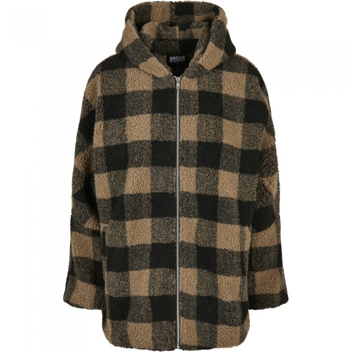 [해외]URBAN CLASSICS Hooded Oversized Check Sherpa 재킷 138674924 beige/noir