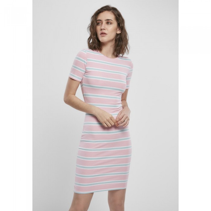 [해외]URBAN CLASSICS 드레스 Stretch Stripe 138684799 Pink / Blue Turquoise