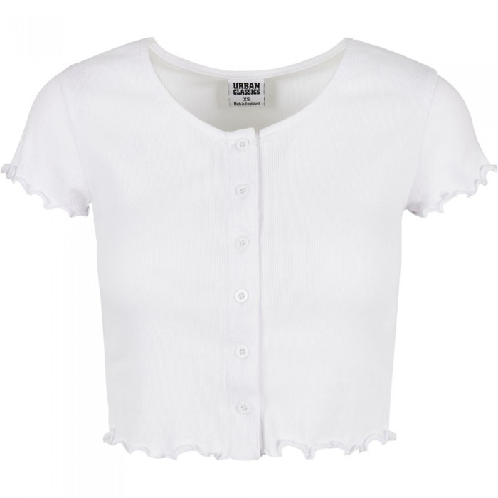 [해외]URBAN CLASSICS Cropped Button Up Rib 반팔 티셔츠 138684834 White