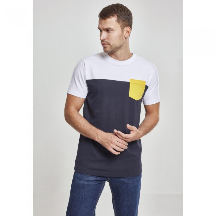 [해외]URBAN CLASSICS 3-Tone 포켓 티셔츠 138681325 Navy Blue / White / Yellow