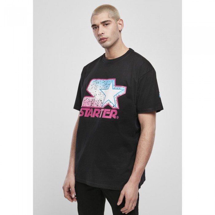 [해외]URBAN CLASSICS Starter Multicolored 로고 반팔 티셔츠 138905004 Black / Pink