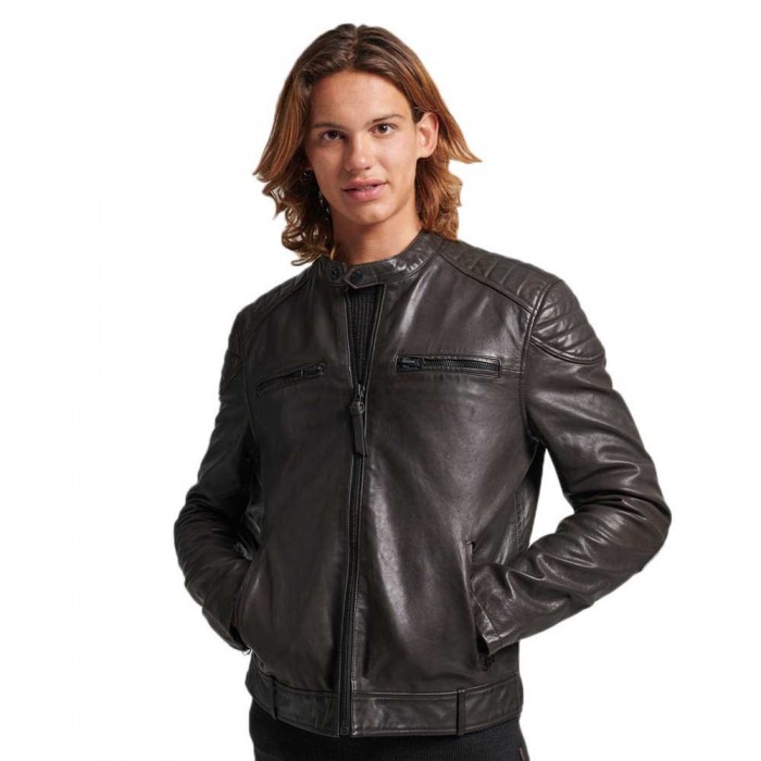 [해외]슈퍼드라이 재킷 Heritage Leather Moto Racer 139311876 Anthracite
