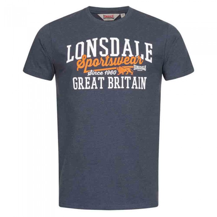 [해외]LONSDALE Dervaig Short Sleeve T-Shirt 7139293699 Marl Navy / Orange / White