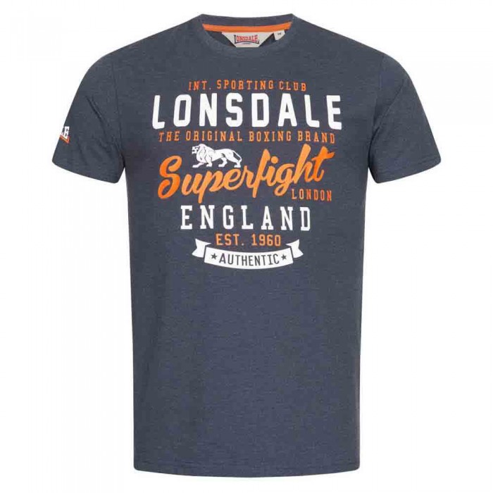 [해외]LONSDALE Tobermory Short Sleeve T-Shirt 7139293734 Marl Navy / Orange / White