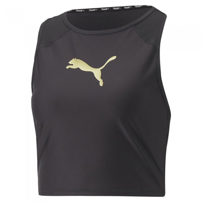 [해외]푸마 Fit Eversculpt Fitted T-Shirt 6139002888 Puma Black / Metallic Gold