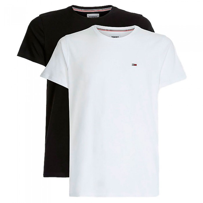 [해외]타미 진 반팔 크루넥 티셔츠 Slim 2 단위 138931415 White / Black