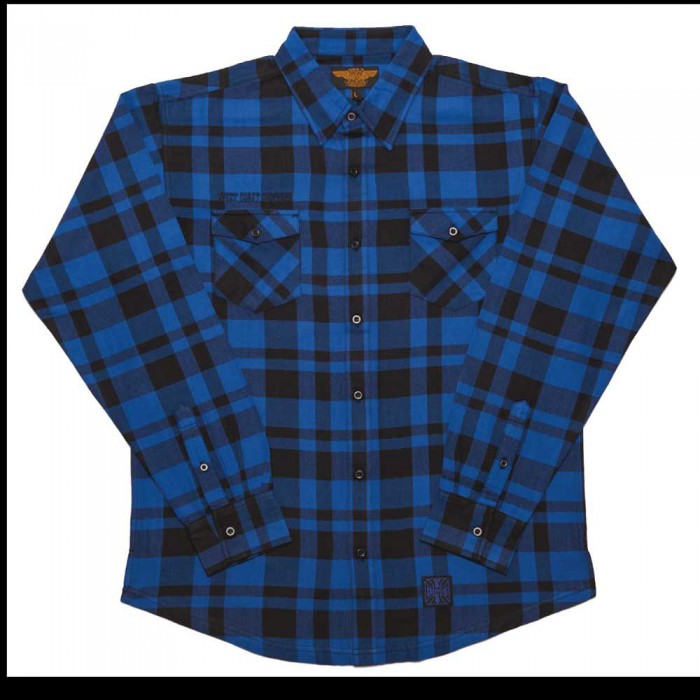 [해외]WEST COAST CHOPPERS 긴 소매 셔츠 La Bomba Herringbone Flannel 9139488734 Blue / Black