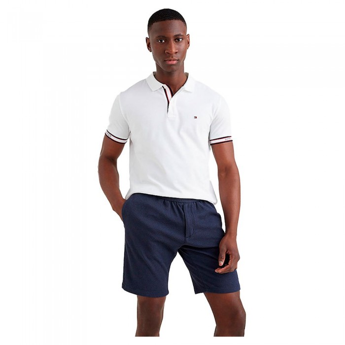 [해외]타미힐피거 Cuff Branding Regular Short Sleeve Polo White