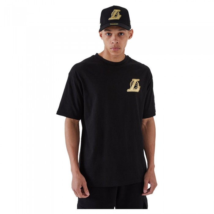 [해외]뉴에라 NBA Metallic Los Angeles Lakers Short Sleeve T-Shirt Black