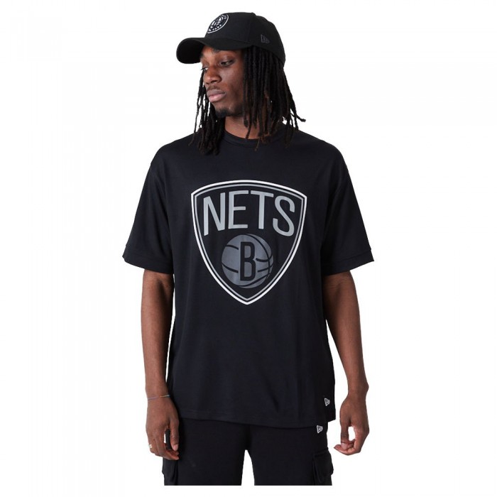[해외]뉴에라 NBA Os Outline Mesh Brooklyn Nets Short Sleeve T-Shirt Black