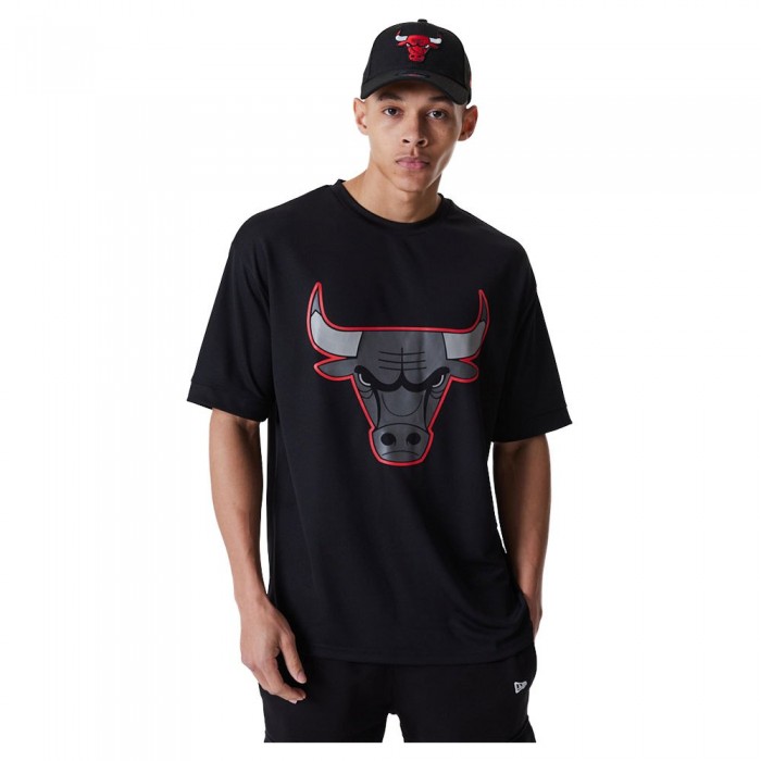 [해외]뉴에라 NBA Os Outline Mesh Chicago Bulls Short Sleeve T-Shirt Black