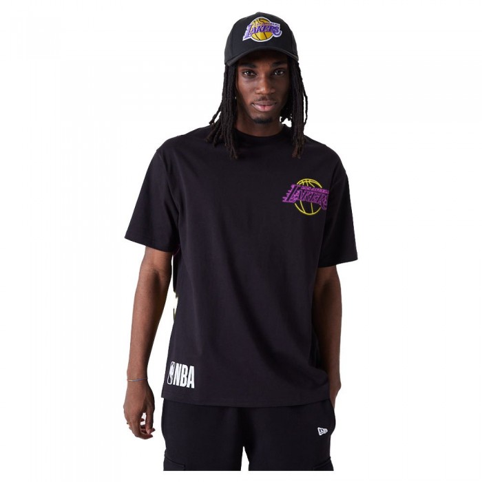 [해외]뉴에라 NBA Oversized Bp Neon Los Angeles Lakers Short Sleeve T-Shirt Black