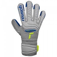 [해외]로이쉬 Attrakt Grip Evolution Finger Support Goalkeeper Gloves 3138944310 Vapor Grey / Safety Yellow / Deep Blue