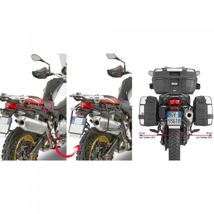 [해외]기비 Monokey/Retro Fit Rapid Release BMW F 750 GS&F 850 GS/Adventure 사이드 케이스 장착 9138044236 Black